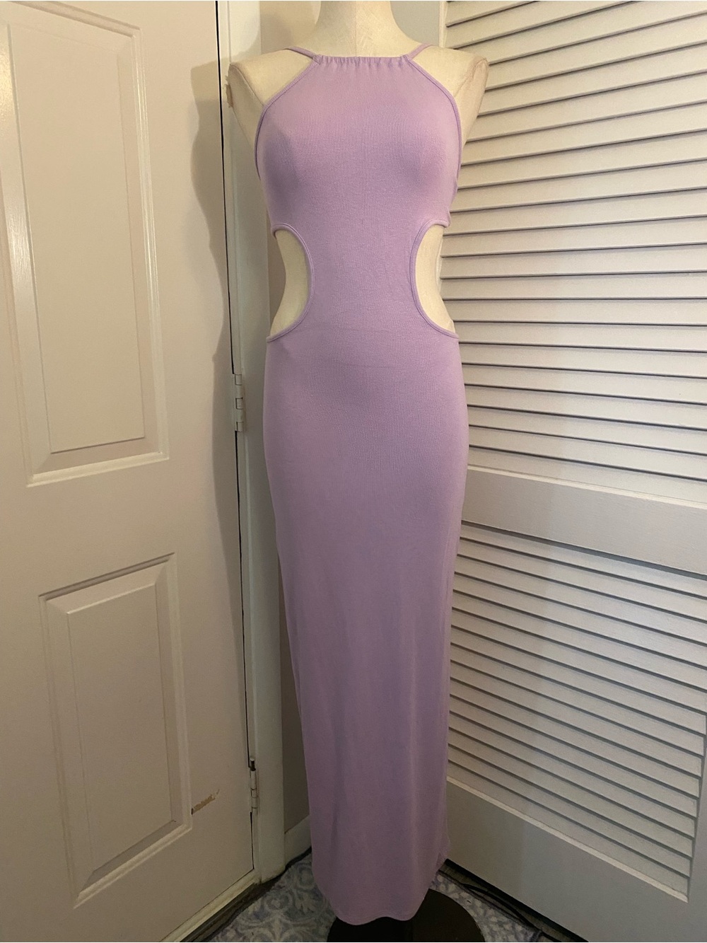 NWT- Love Highlight Lavender Cutout Halter Maxi Dress- Size Medium